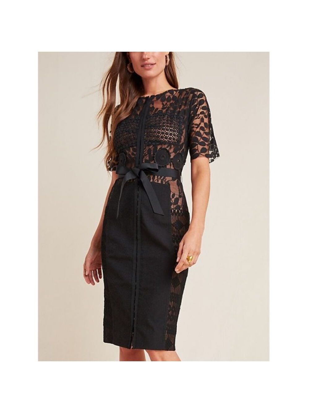 Byron Lars Beguile Carissima Lace Midi Sheath Dress Black Size 2